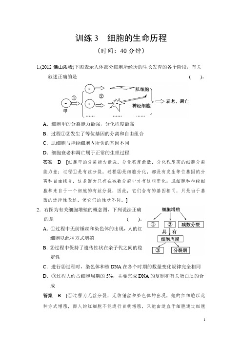 细胞的生命历程习题及答案