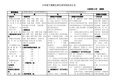 六年级下册第五单元读写知识点汇总