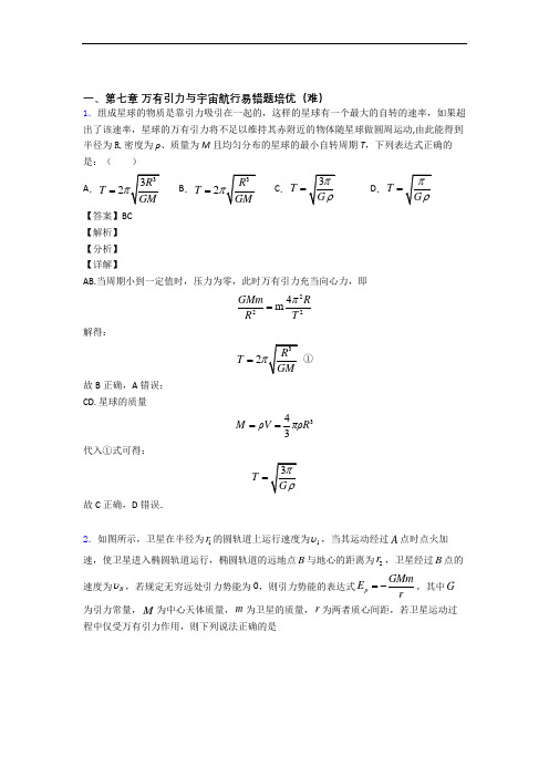 高一万有引力与宇宙单元测试题(Word版 含解析)