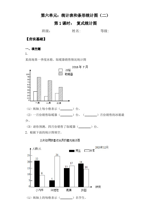 五年级数学上册【课后天天练】6.1复式统计图一课一练(夯实基础+培优冲关)(苏教版)