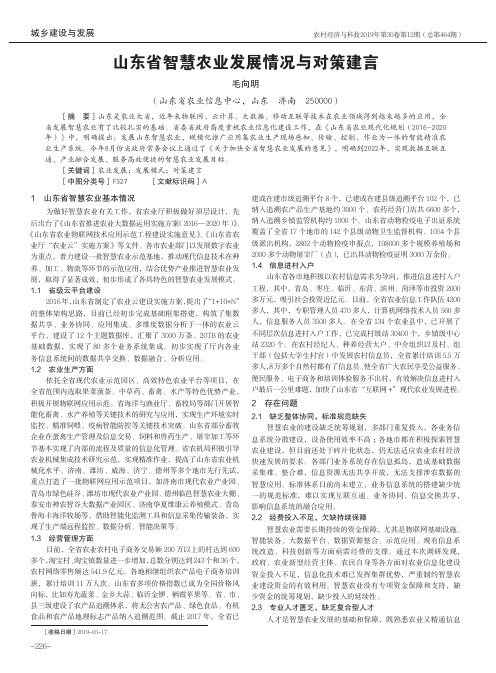 山东省智慧农业发展情况与对策建言