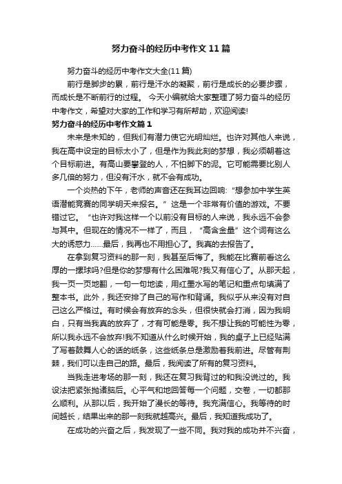 努力奋斗的经历中考作文11篇