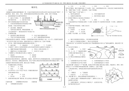 辽宁省滨海实验中学2019高三第一学期《城市化》练习试题(答案含解析)