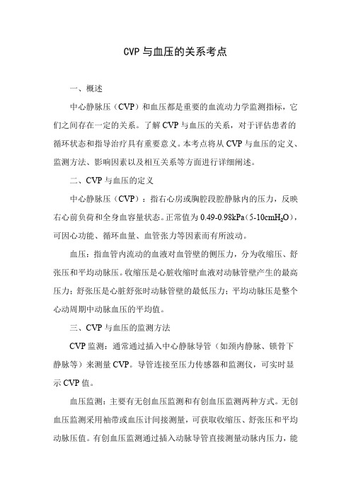 cvp与血压的关系考点