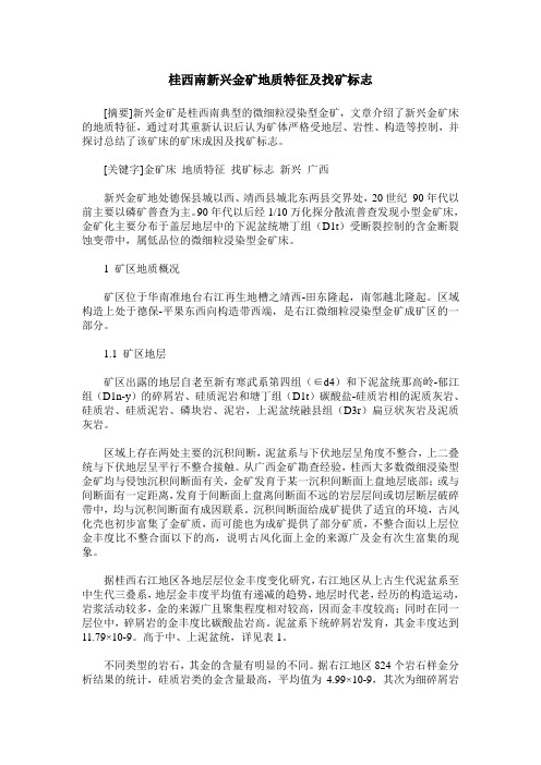 桂西南新兴金矿地质特征及找矿标志