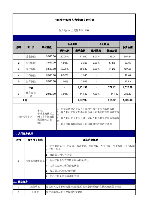 今年上海社保基数最简单的计算表格