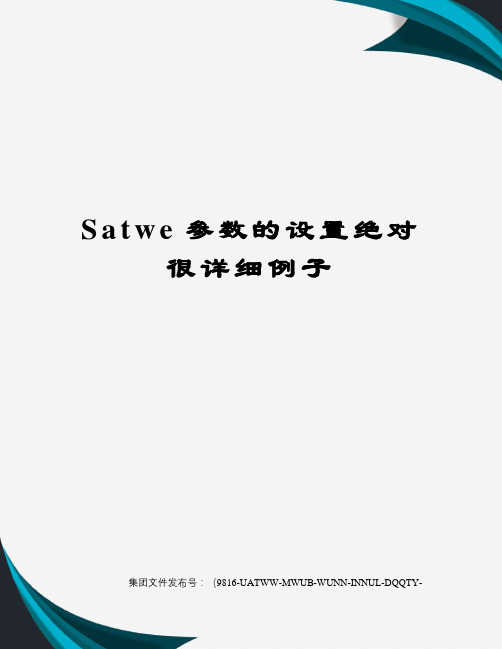 Satwe参数的设置绝对很详细例子