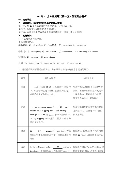 2017年12月大学英语六级考试阅读解析及复习策略(新东方版)