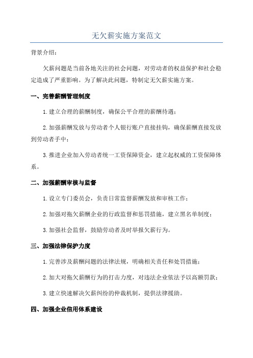 无欠薪实施方案范文