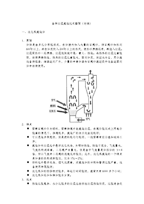 各种垃圾焚烧技术综合资料