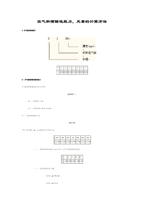 空气斜槽输送能力、风量的计算方法