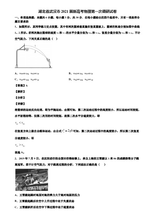 湖北省武汉市2021届新高考物理第一次调研试卷含解析