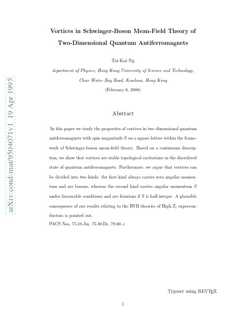 Vortices in Schwinger-Boson Mean-Field Theory of Two-Dimensional Quantum Antiferromagnets