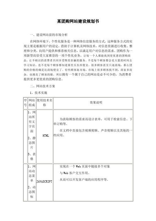 某团购网站建设规划书