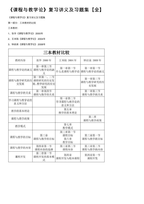 《课程与教学论》复习讲义及习题集【全】