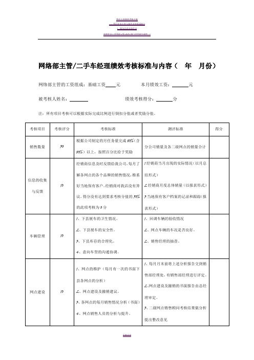 4S店绩效考核表