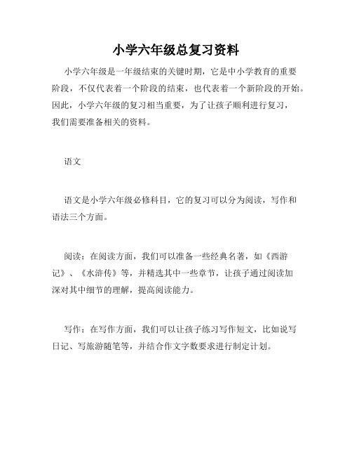 小学六年级总复习资料