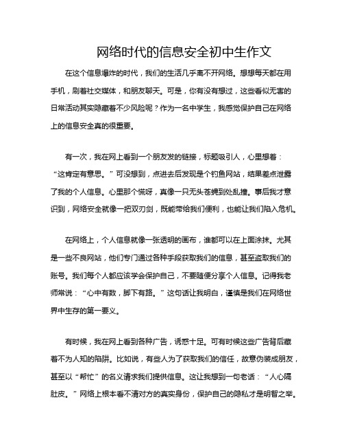 网络时代的信息安全初中生作文