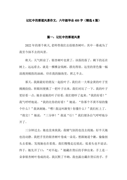 记忆中的那道风景作文六年级毕业450字