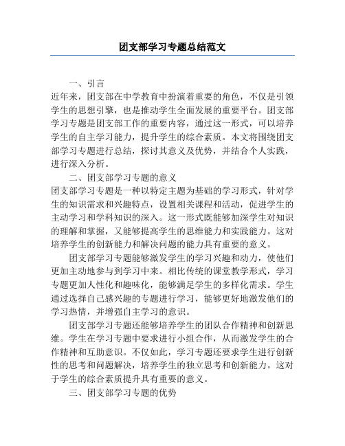 团支部学习专题总结范文