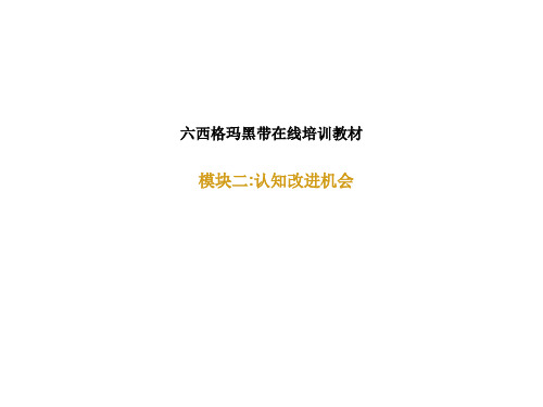 六西格玛6个sigma黑带系列二：认知改善机会