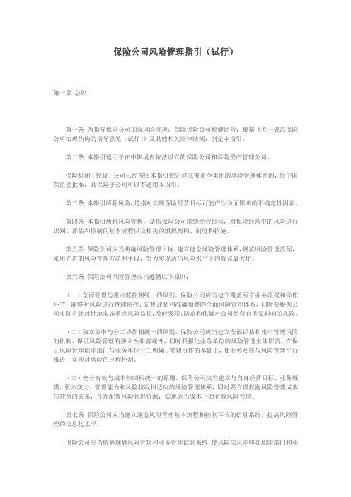 保险公司风险管理指引.docx