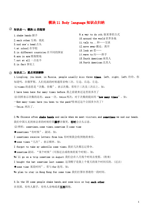 七年级英语下册Module11Bodylanguage知识点归纳新版外研版202005051191