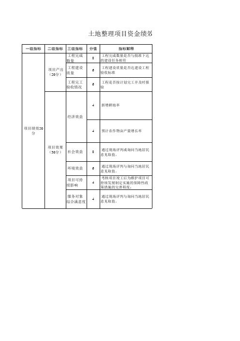 3-21土地整理项目绩效评价指标