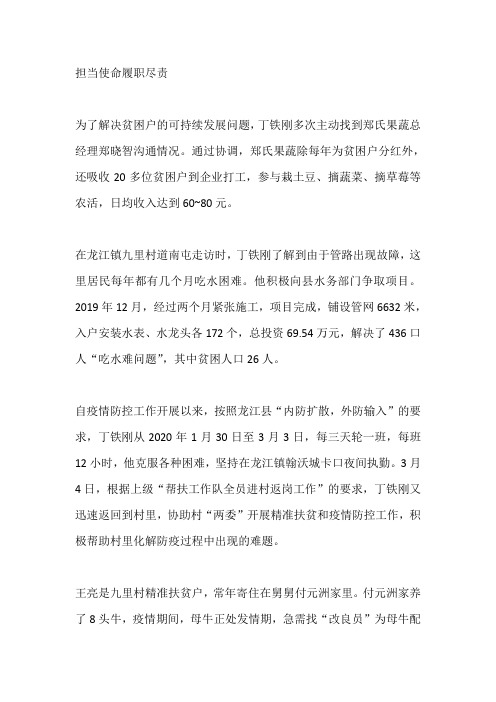 “奋斗的荣光”—扶贫队长丁铁刚先进事迹宣讲会观后感(二)