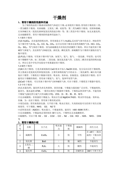 常见无机干燥剂的应用