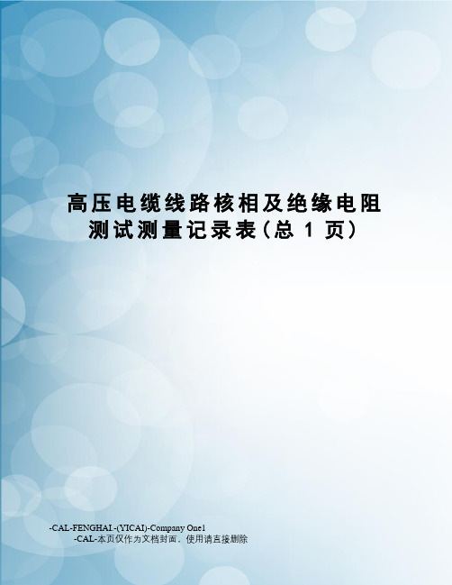 高压电缆线路核相及绝缘电阻测试测量记录表