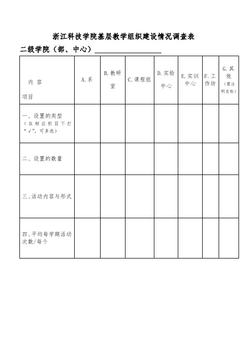 浙江科技学院基层教学组织建设情况调查表