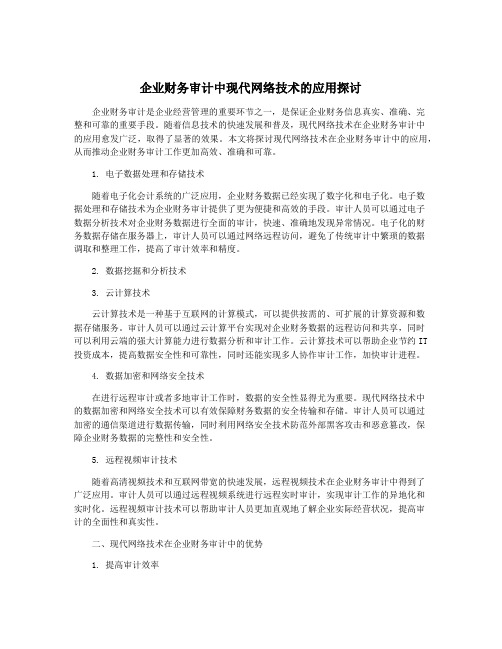 企业财务审计中现代网络技术的应用探讨