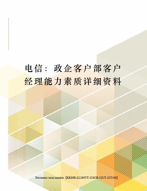 电信：政企客户部客户经理能力素质详细资料