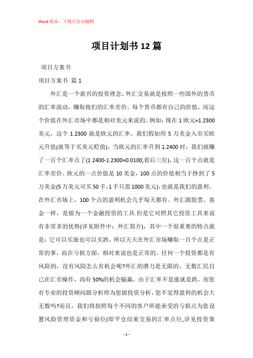 项目计划书12篇