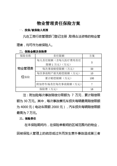 物业管理责任保险方案