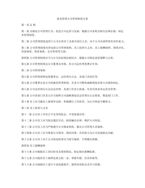 商业管理公司管理制度全套