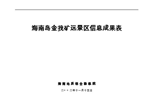 海南岛金找矿远景区信息成果表