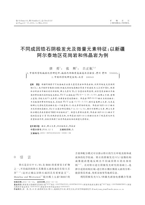 不同成因锆石阴极发光及微量元素特征以新疆阿尔泰地区花岗岩和伟晶岩为例