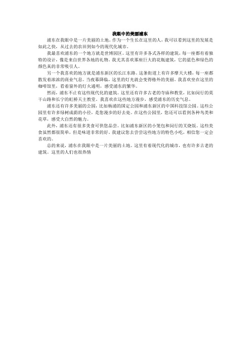 关于我眼中的美丽浦东的文章