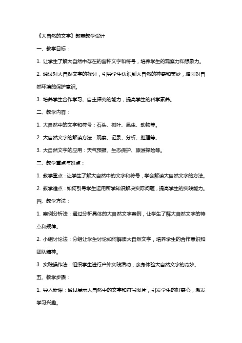 《大自然的文字》 教案教学设计