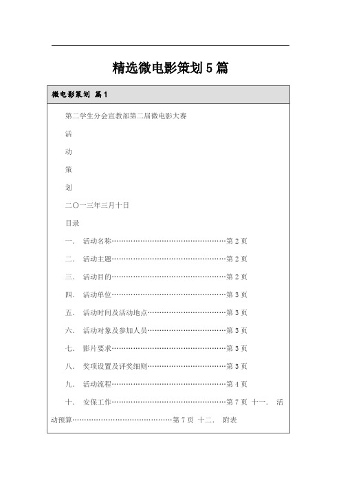 精选微电影策划5篇