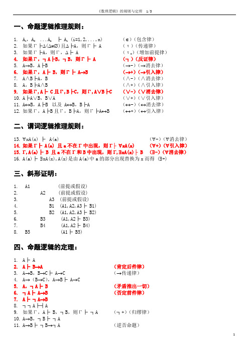 数理逻辑的规则与定理