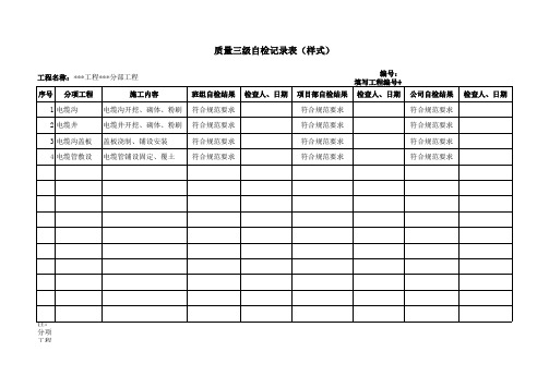 质量三级自检记录表