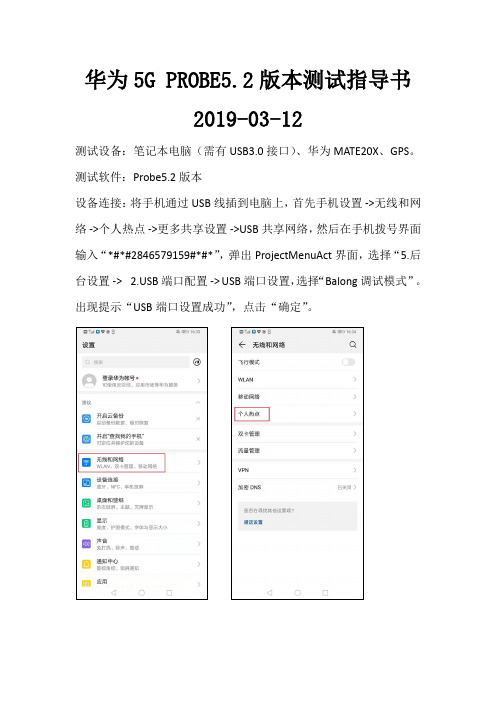 华为5G PROBE5.2版本测试指导书2019