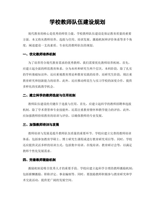 学校教师队伍建设规划