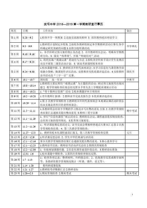 教研室行事历