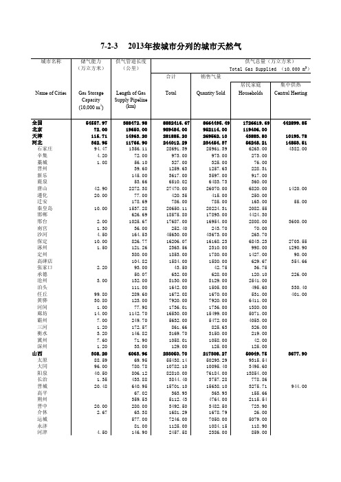 2013年城市建设统计年鉴