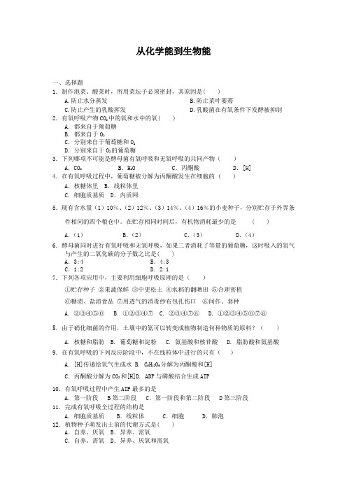 3.2.4从化学能到生物能每课一练12(中图版必修1)