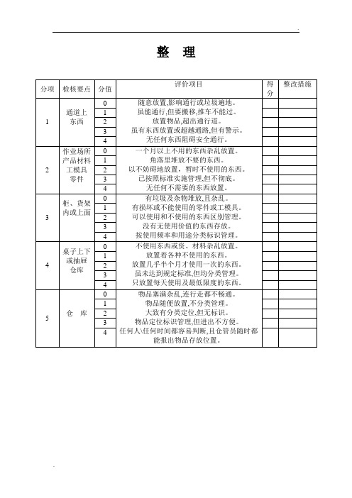 5s管理表格大全(整理版)